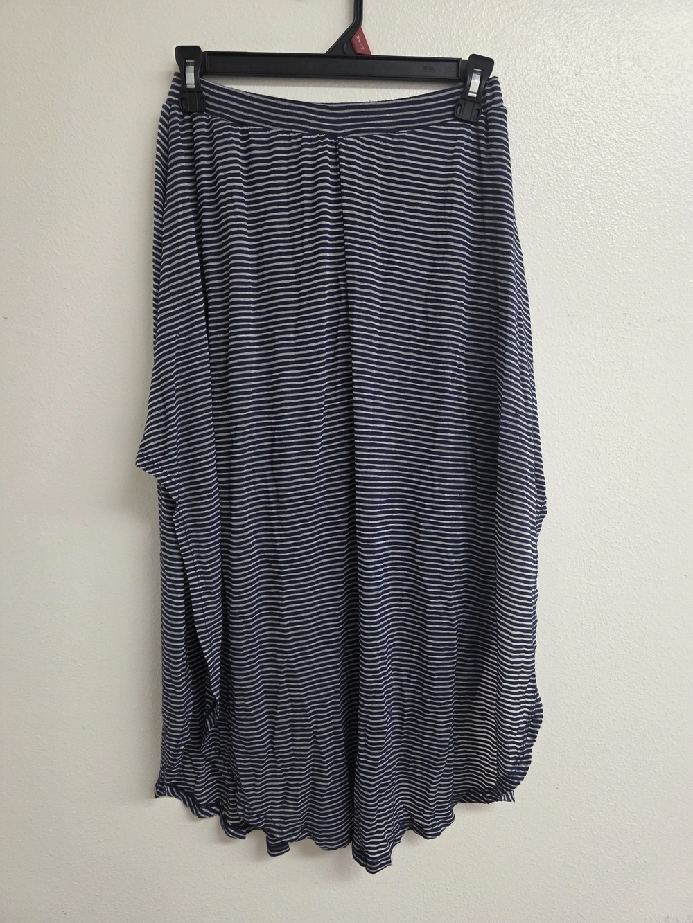 Hem & Thread Navy and White Striped Maxi Skirt (0478)